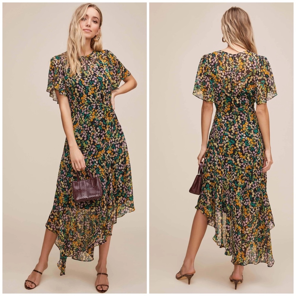 ASTR THE LABEL FLORAL HANDKERCHIEF HEM MAXI DRESS